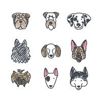 Doodled Dog Faces vector