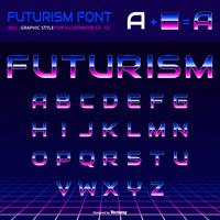 Shiny Alphabet 80s Retro Futurism Graphic Style Vector