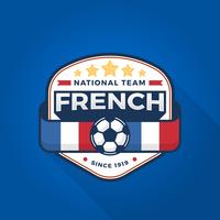 Taza de fútbol francesa moderna plana Badge World Cup con ilustración de Vector de fondo azul