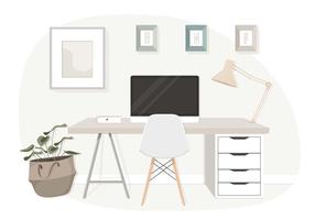 Vector ilustración de escritorio de oficina moderna