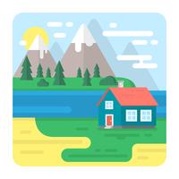 Flat Lake House vector