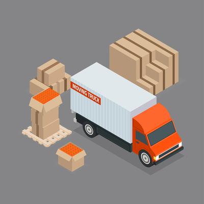 Moving Truck Isometric Vector