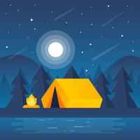Night Camp Scene Illustration vector