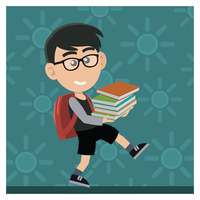 Boy Carrying Books vector