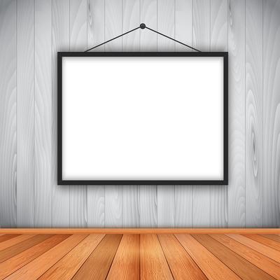 Blank picture frame on wall 