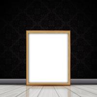 Blank picture with wooden frame leaning against wall vector