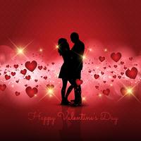 Silhouette of couple on Valentine's Day background vector