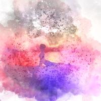 Female in yoga pose watercolour background  vector