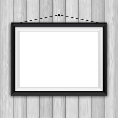 Picture frame on wood background 