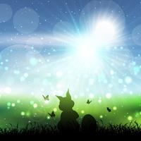 Easter bunny in grass vector