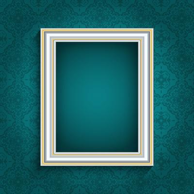 Picture frame on vintage wallpaper 