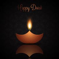 Diwali background with burning oil lamp vector