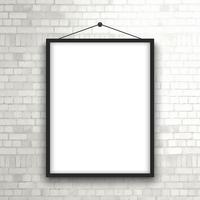 Blank picture frame on brick wall  vector