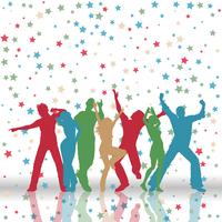 Party people on stars pattern background vector