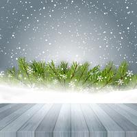 wooden table looking out to Christmas background 3110 vector