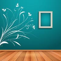 Room interior with decorative wall decal vector