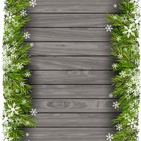 Christmas tree branches on wood background  vector