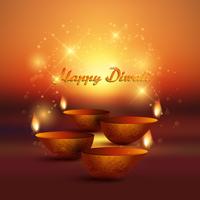 Diwali background with burning oil lamp vector