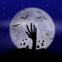 Halloween background with zombie hand vector