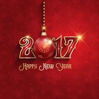 Happy new year background with hanging bauble vector