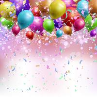 Balloons, confetti and streamers background  vector