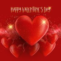 Valentine's Day background with 3D hearts vector