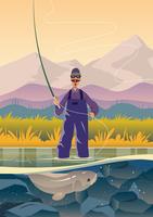 Fly Fisherman Fishing vector