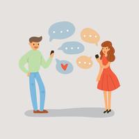 Lovely Couple Having an Online Conversation vector