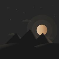 Pyramids at Night with Moon Illustration vector