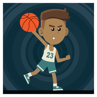 Niño jugando al baloncesto vector