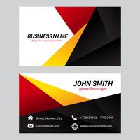 Free Vector Modern Geometric Business Card. Black, Red, Orange And White Colors