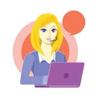 Customer Service Woman Character with Bubble Speech vector
