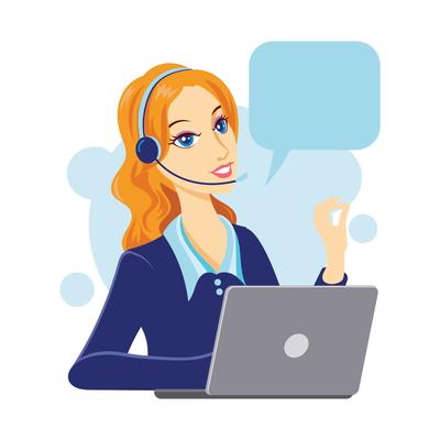 Customer Service Woman Character with Bubble Speech