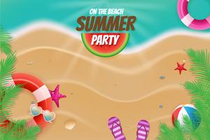 On the beach summer party topview background scene vector