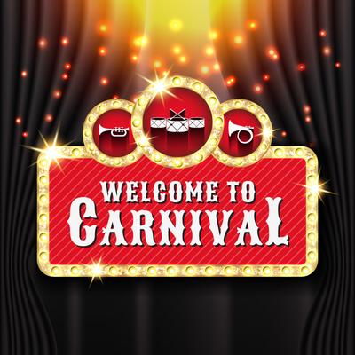 Carnival banner background design with light bulb frame