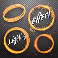 Set of circle and eclipse shining light effects vector