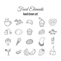 Hand drawn sweet pastry set. Bakery vector elements sketch. 