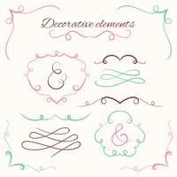 Hand drawn dividers set. Decorative borders set. Ornamental decorative frames vector