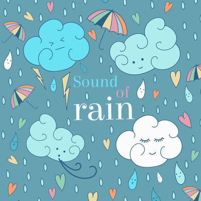 Vector seamless rain theme card. Cute greeting card and sample text. 