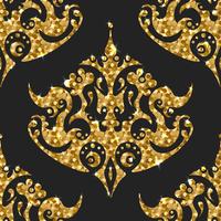 Golden gritter seamless pattern. Vector background with damask ortaments. 