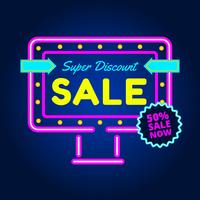 Neon Sale Vector Background