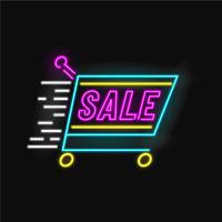 Sale Trolley Neon Vector