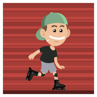 Boy With Inline Skates vector