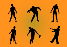 Zombie silhouettes set vector