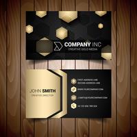 Glod And  Dark Hexagonal Abstract Business Card vector