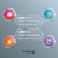 Plantilla de infografía transparente hexagonal vector