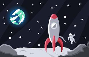 Luna Spacescape Flat Illustration Vector