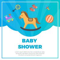 Flat Baby Shower elements with fancy background vector Illustration