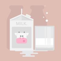 Cute Cattle and Milk Illustration vector