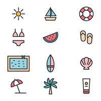 Outlined Beach Stuff vector